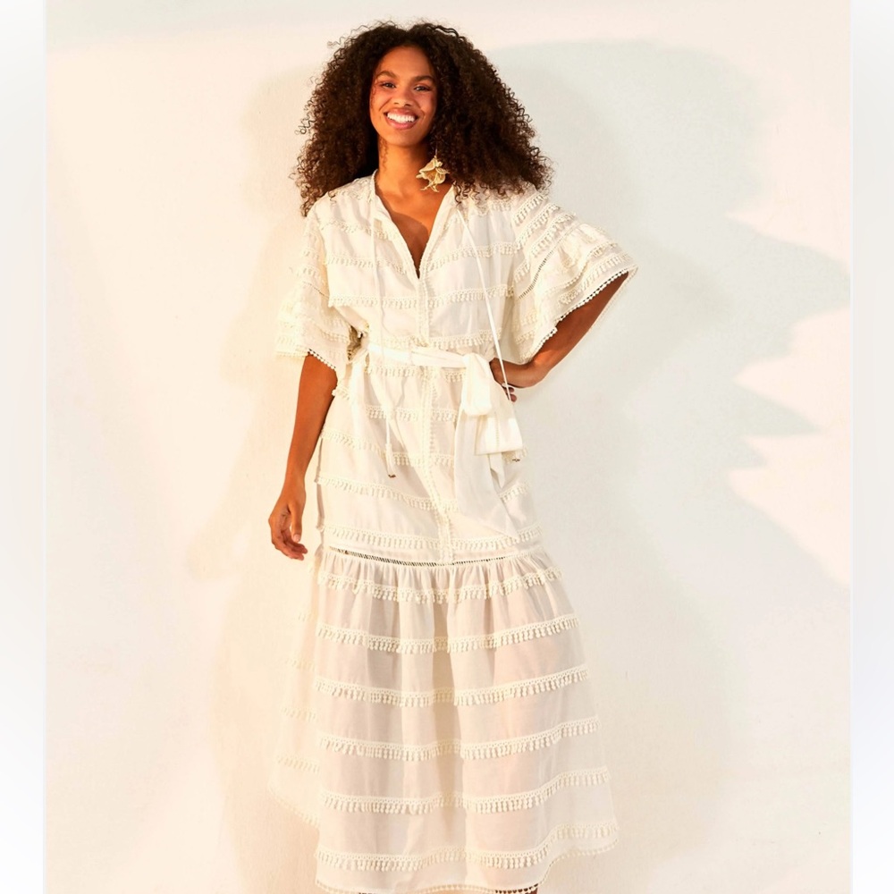 Farm Rio - NWT - white embroidered midi - size S
